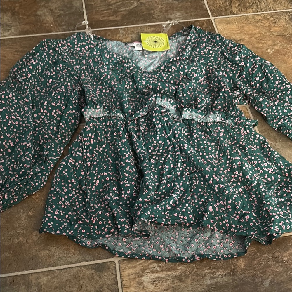 Floral Green Blouse NWT